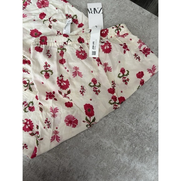 ZARA Women's Wide Leg Cotton Pants, Colorful Soft‎ Trendy Size M - Picture 6 of 6